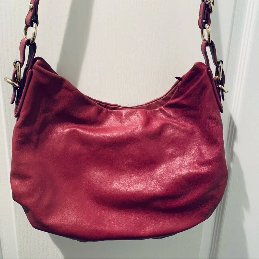 ELLIOTT LUCCA Magenta Leather Hobo Shoulder Bag Purse